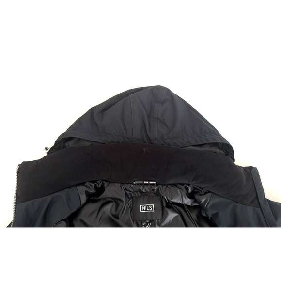 Nils Ski Snow Board Jacket Women 10 Black Thermal Soft Shell Zip Hood Pockets - Picture 12 of 16